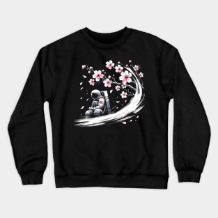 Kawaii Astronaut Outer Space Japanese Sakura Funny Space Crewneck Sweatshirt